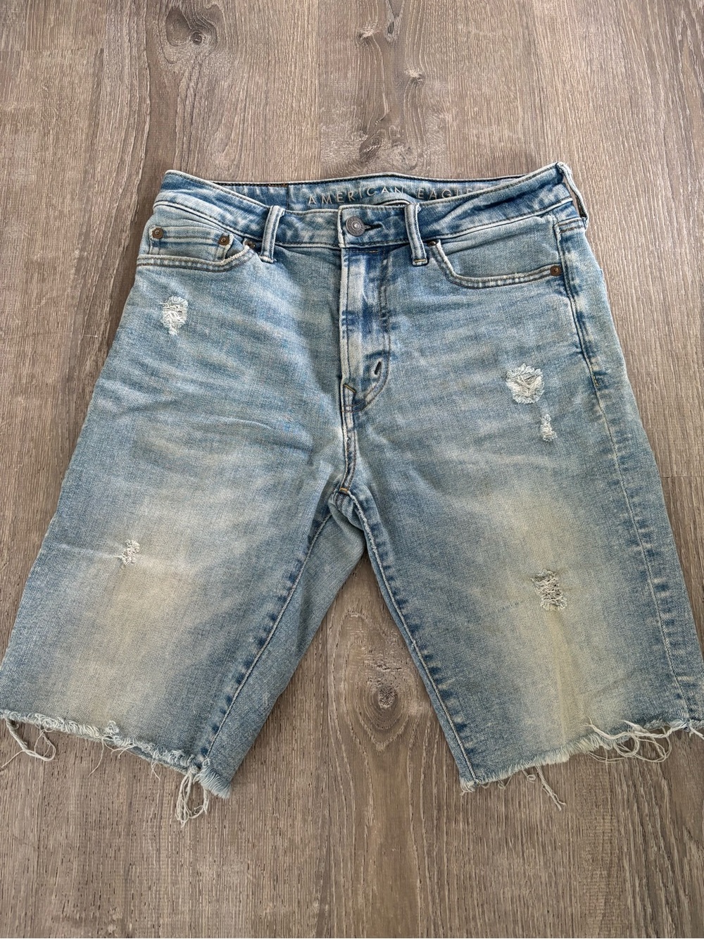 American Eagle Outfitters Light Wash Distressed Denim Shorts